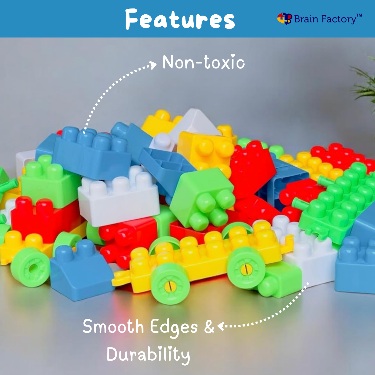 Mega Jumbo 64-Piece Building Block Set – Includes Wheels & Storage Box
