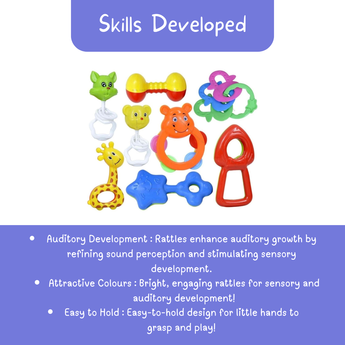 Colorful Baby Rattles for Sensory Development
