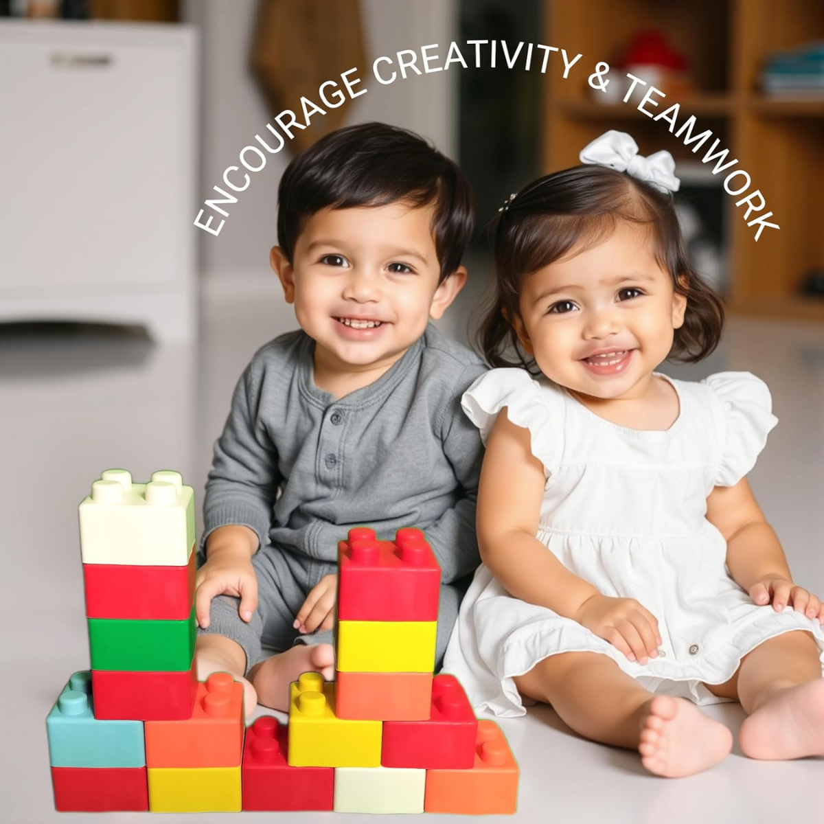 Creative Play with 64-Piece Jumbo Blocks – Build Cars, Towers & More