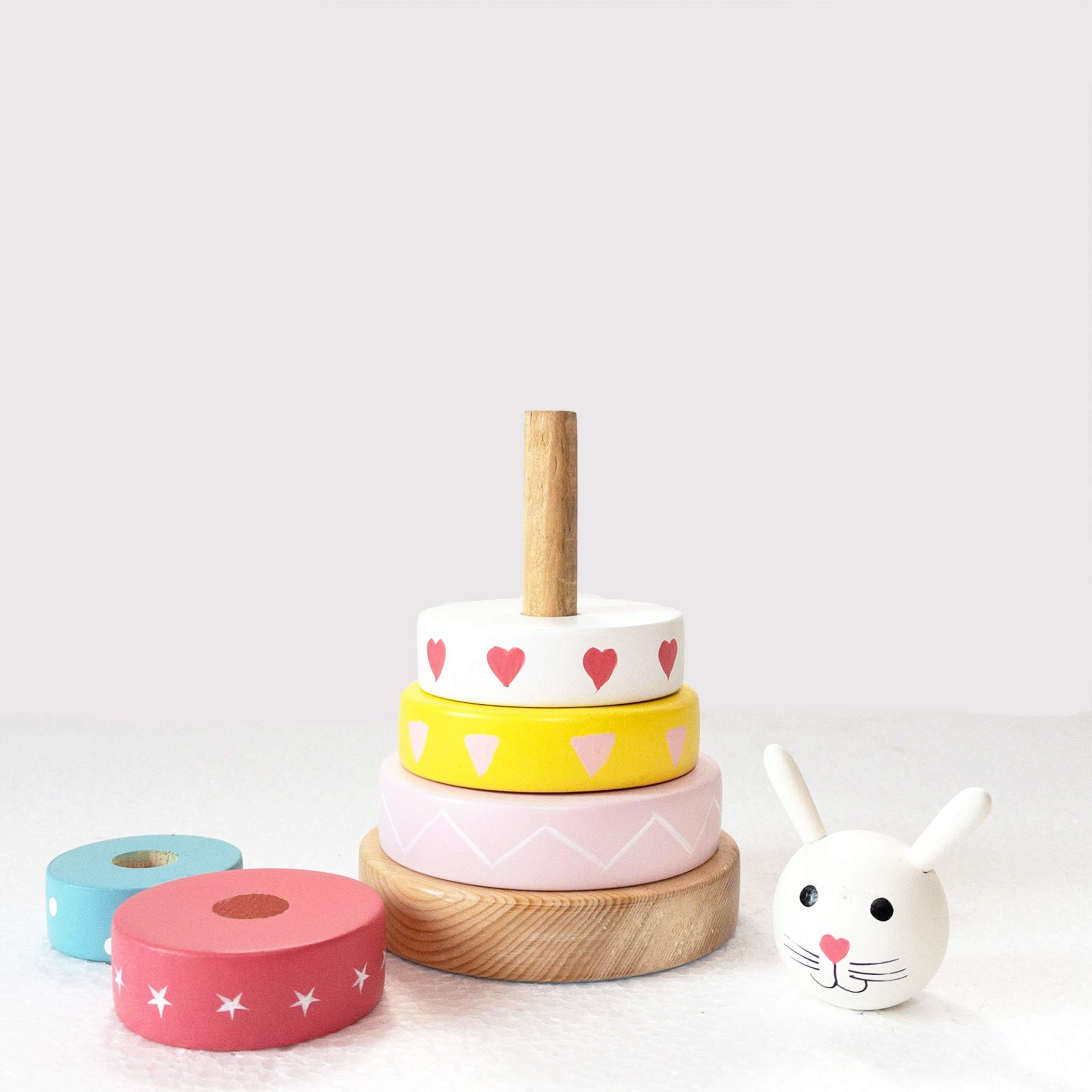 wooden stacking toy 6 rings